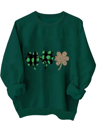 Kids St Patricks Day Shirt Girls Boys Irish Shamrock Clover Holiday Cotton Sweatshirts Green Tops Long Sleeve Pullovers in Saudi Arabia