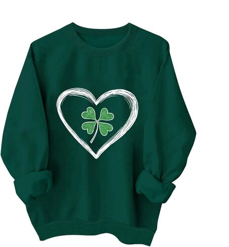 Kids St Patricks Day Shirt Girls Boys Irish Shamrock Clover Holiday Cotton Sweatshirts Green Tops Long Sleeve Pullovers in Saudi Arabia
