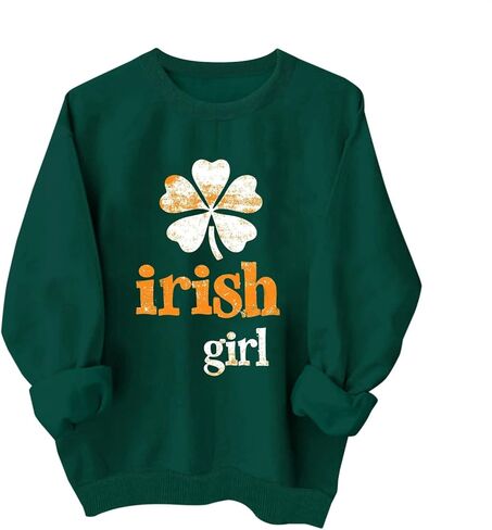 Kids St Patricks Day Shirt Girls Boys Irish Shamrock Clover Holiday Cotton Sweatshirts Green Tops Long Sleeve Pullovers in Saudi Arabia