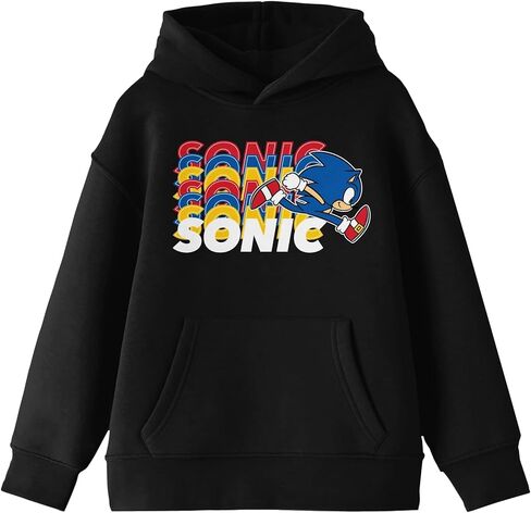 Bioworld Sonic The Hedgehog Sonic Dash Repeated Text Boy's Black Sweatshirt in Saudi Arabia