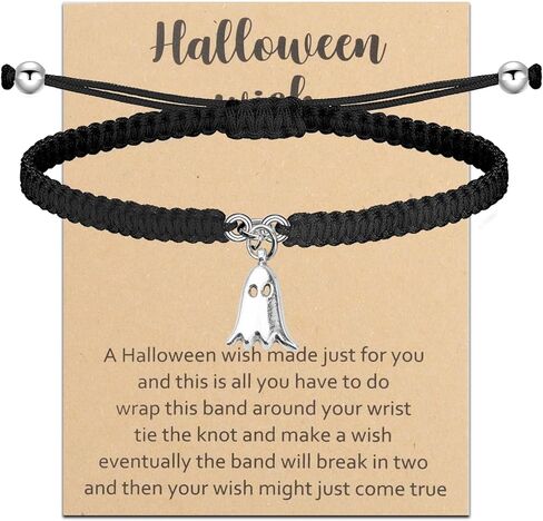 WSNANG Halloween Wish Bracelet Ghost Skeleton Bat Spider Witch Charm Wish Bracelet Halloween Party Favor Halloween Card Gift in Saudi Arabia
