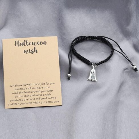 WSNANG Halloween Wish Bracelet Ghost Skeleton Bat Spider Witch Charm Wish Bracelet Halloween Party Favor Halloween Card Gift in Saudi Arabia