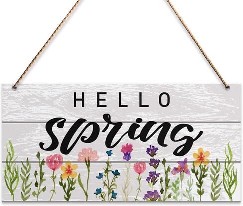 Spring Wall Decor Sign, Hello Spring, Spring Decorations for Home Bedroom Door Porch Rustic Flora Hanging Sign Spring Decor Indoor Outdoor Farmhouse Plaque, Wild Flower in Saudi Arabia