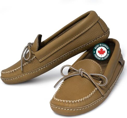 Laurentian Chief Moccasin Slippers for Men with Canada Quality Genuine Cowhide Leather, Single Lacing, Durable Comfortable Stylish Shoes for House Indoor in Kuwait