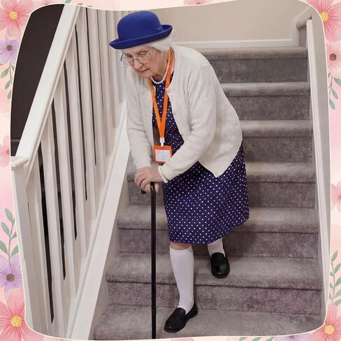 Shinymoon 13 Pcs 100 Days of Old Lady School Costume Set for Women Grandma Granny Cosplay Outfit Set Dress up Accessories in Saudi Arabia