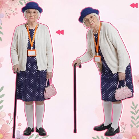 Shinymoon 13 Pcs 100 Days of Old Lady School Costume Set for Women Grandma Granny Cosplay Outfit Set Dress up Accessories in Saudi Arabia
