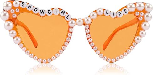 نظارات شمسية برتقالية للحياة من Showgirl Life، زينة للحفلات بطابع Life Showgirl، إكسسوار أزياء للنساء المشجعين in Kuwait