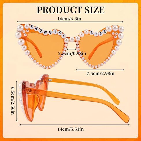 نظارات شمسية برتقالية للحياة من Showgirl Life، زينة للحفلات بطابع Life Showgirl، إكسسوار أزياء للنساء المشجعين in Kuwait