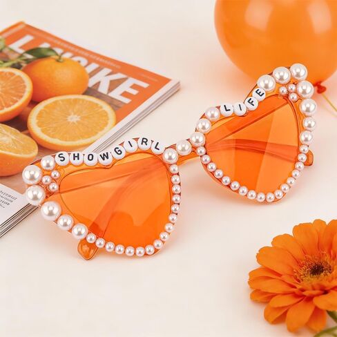 نظارات شمسية برتقالية للحياة من Showgirl Life، زينة للحفلات بطابع Life Showgirl، إكسسوار أزياء للنساء المشجعين in Kuwait