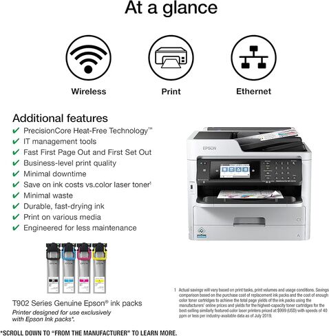 طابعة Epson Workforce Pro WF-C5710 الشبكية متعددة الوظائف، سعة قياسية، فضي in Kuwait