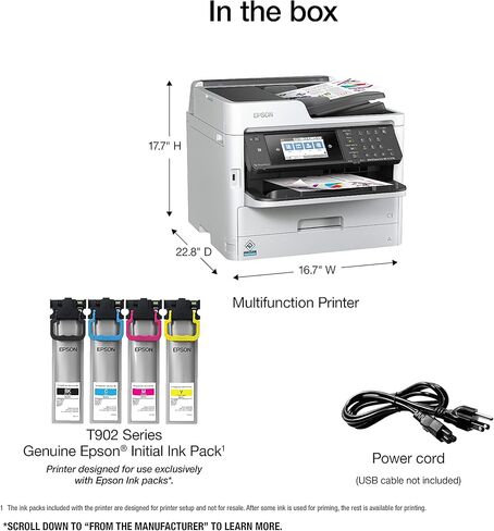 طابعة Epson Workforce Pro WF-C5710 الشبكية متعددة الوظائف، سعة قياسية، فضي in Kuwait