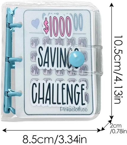 1000 Mini Binder Savings Challenge Binder، كتاب تحديات توفير الأموال الشهرية مع مغلفات، مجلد الميزانية مع مظاريف نقدية، وردي in Kuwait
