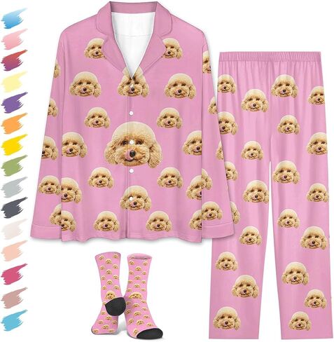 Personalized Photos Pajamas Sets for Men Women Funny Dog Pjs with Faces on Them Custom, Family Pj Matching Set in Saudi Arabia