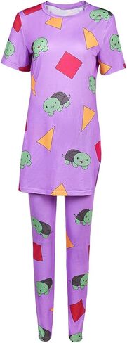 Adult Outift Turtle Pajamas Cosplay Costume Golden Shirt Pants Halloween Set for Women in Saudi Arabia