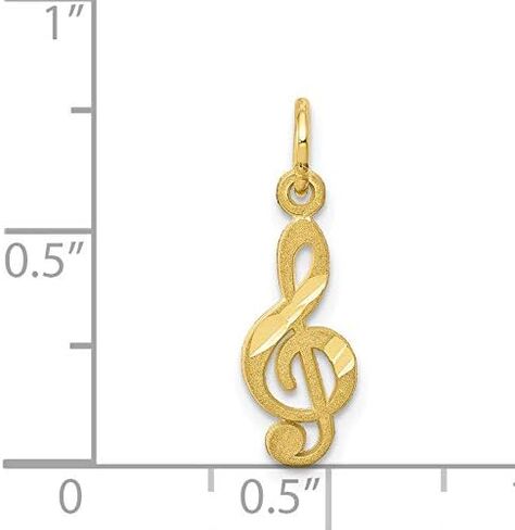 10k Yellow Gold Satin Treble Clef Charm 20x6mm in Saudi Arabia