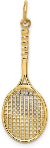 Solid 14K Yellow Gold Tennis Racquet Charm (1.38 x 0.43 Inches) in Saudi Arabia