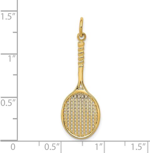 Solid 14K Yellow Gold Tennis Racquet Charm (1.38 x 0.43 Inches) in Saudi Arabia