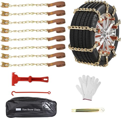 Qoosea Snow Chains 8Pcs Tire Chains Snow Chains for Car SUV Tire Chains with Tightening Buckles Universal Anti-Slip Snow Tire Chains Tire Cables Durable Chains for Tires Heavy Duty in Saudi Arabia