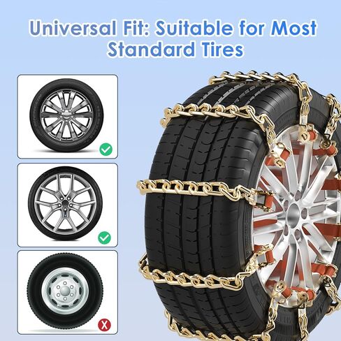 Qoosea Snow Chains 8Pcs Tire Chains Snow Chains for Car SUV Tire Chains with Tightening Buckles Universal Anti-Slip Snow Tire Chains Tire Cables Durable Chains for Tires Heavy Duty in Saudi Arabia