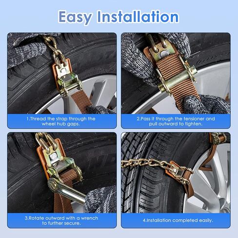 Qoosea Snow Chains 8Pcs Tire Chains Snow Chains for Car SUV Tire Chains with Tightening Buckles Universal Anti-Slip Snow Tire Chains Tire Cables Durable Chains for Tires Heavy Duty in Saudi Arabia
