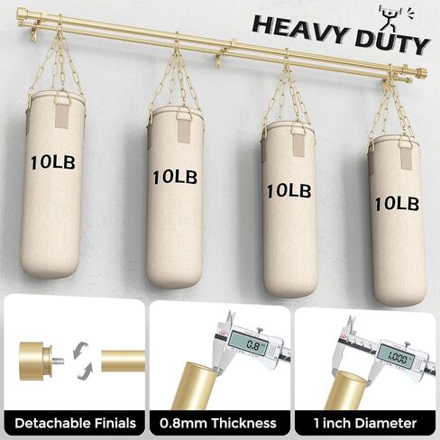 Double Curtain Rod, Gold Long Dual Curatin Rod for Windows 84 to 120 Inches, 1" Adjustable Heavy Duty Window Treatment Rods with Modern End Cap Finial, Decorative Spliced Metal Drapery Rods in Kuwait