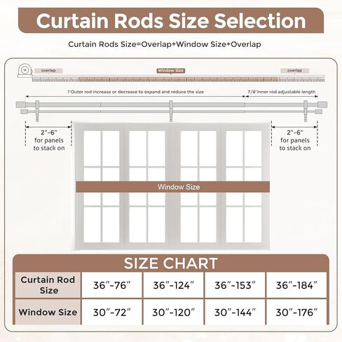 Wood Double Curtain Rod, Boho Decorative Long Dual Curtain Rod 66 to 120 Inch, 1 Inch Adjustable Heavy Duty Rustic Farmhouse Spliced Drapery Rods, Modern Faux Wood Grain Design in Kuwait