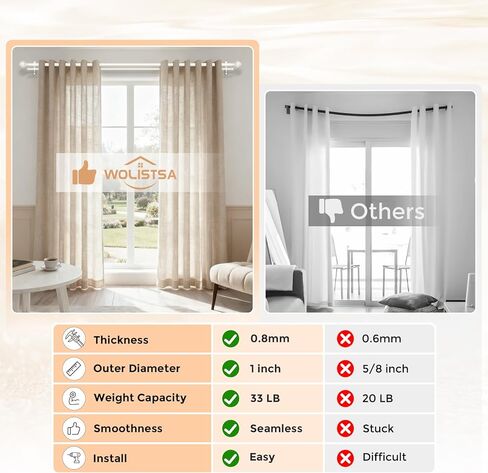 White Double Curtain Rod, 72 to 144 Inch Extra Long Dual Curtain Rods with Boho Netted Texture Finial, Decorative 1 Inch Adjustable Window Treatment Rods, Antique Vintage Farmhouse Double Drapery Pole in Kuwait