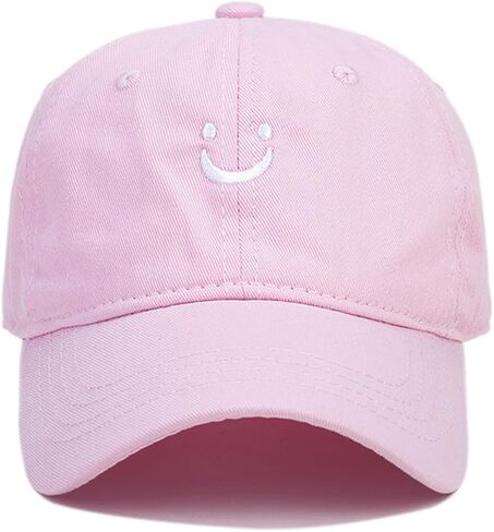 Kids Smile Face Baseball Cap Adjustable Low Profile Unstructured Cotton Sun Hat Visor for 3-7 Yrs Boys Girls in Saudi Arabia