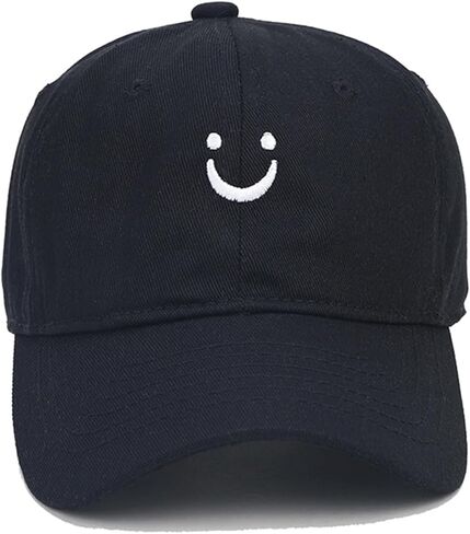 Kids Smile Face Baseball Cap Adjustable Low Profile Unstructured Cotton Sun Hat Visor for 3-7 Yrs Boys Girls in Kuwait