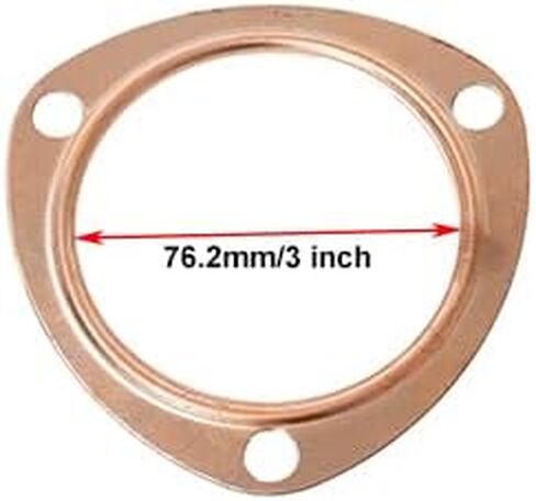 2 PCS 3 Inch Copper Header Exhaust Collector Gaskets, Exhaust Gaskets, Durable, Reusable for SBC BBC 302 350 454 383 Exhaust Gaskets (3 Bolt Pattern) in Saudi Arabia