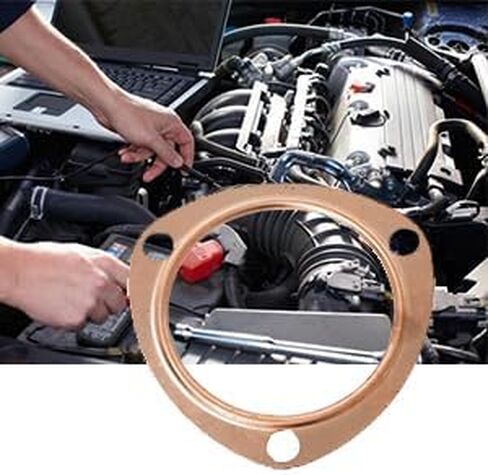 2 PCS 3 Inch Copper Header Exhaust Collector Gaskets, Exhaust Gaskets, Durable, Reusable for SBC BBC 302 350 454 383 Exhaust Gaskets (3 Bolt Pattern) in Saudi Arabia