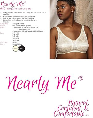 Nearly Me -#640 Jacquard Soft Cup Mastectomy Pocket Bra (Multiple Sizes & Colors) in Saudi Arabia
