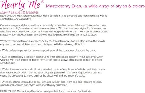Nearly Me -#640 Jacquard Soft Cup Mastectomy Pocket Bra (Multiple Sizes & Colors) in Saudi Arabia