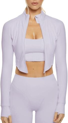 Women's Stand-up Collar Full Zip Up Jackets Running Quick-drying Gym Yoga Sports Tops Slim Fit Workout Jacket in Kuwait