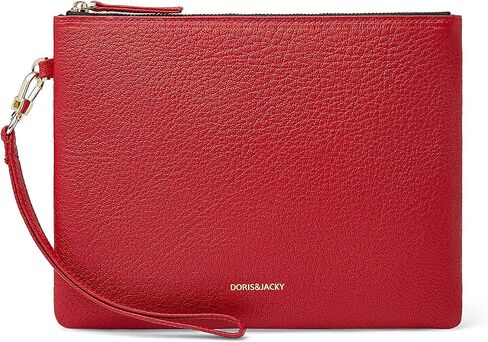 DORIS&JACKY Lambskin Leather Wristlet Clutch Purse for Women Soft Designer Slim Cell Phone Pouch Bag with Detachable Strap in Kuwait