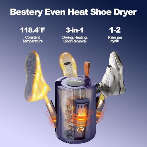 Shoe Dryer Deodorizer Boot Dryer for Work Boots Warmer 118.4°F Constant Temperature Adjustable Extendable Portable Compact for 1-4 Shoes With a Timer for Sneaker Ski, Boot, Glove Blue in Kuwait
