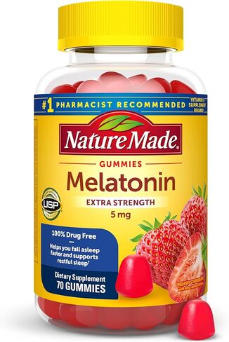 Nature Made Melatonin 5mg, 100% Drug Free Sleep Aid for Adults, 70 Gummies, 70 Day Supply in Saudi Arabia