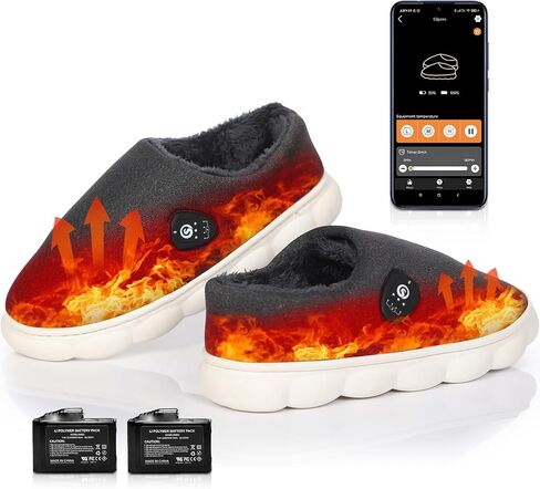 شباشب مدفئة من SAVIOR HEAT مع التحكم في التطبيق، جهاز تدفئة القدمين الكهربائي 7.4 فولت للرجال والنساء، أحذية ساخنة للمنزل الشتوي in Saudi Arabia