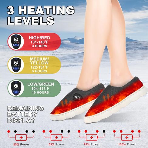 شباشب مدفئة من SAVIOR HEAT مع التحكم في التطبيق، جهاز تدفئة القدمين الكهربائي 7.4 فولت للرجال والنساء، أحذية ساخنة للمنزل الشتوي in Kuwait