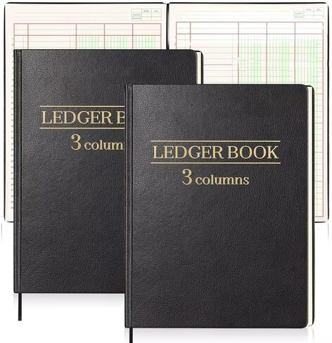 1 Pack Ledger Book 3 Column 100 Pages 7 x 9.25 Inches Account Book with 1 Label Ribbon PU Leather Cover Black Columnar Book 30 Entries Per Page Record Book for Money Budget Logs Finance Business in Saudi Arabia