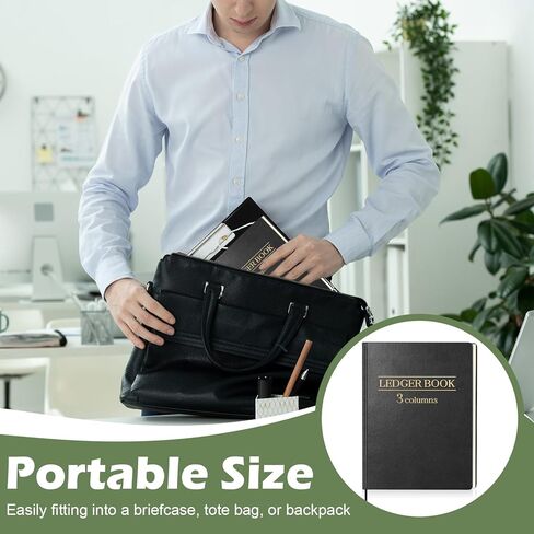 1 Pack Ledger Book 3 Column 100 Pages 7 x 9.25 Inches Account Book with 1 Label Ribbon PU Leather Cover Black Columnar Book 30 Entries Per Page Record Book for Money Budget Logs Finance Business in Kuwait