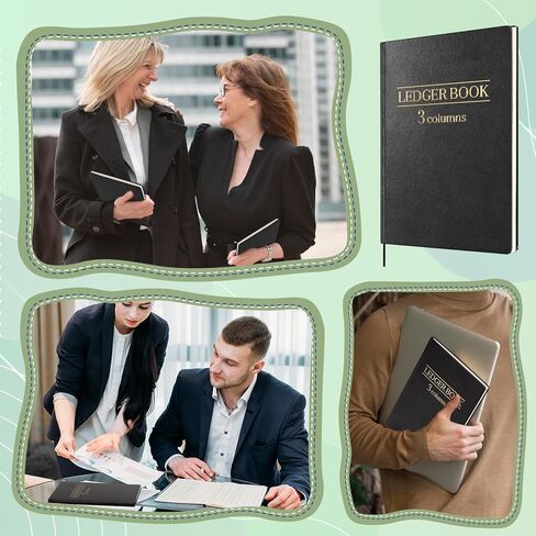 1 Pack Ledger Book 3 Column 100 Pages 7 x 9.25 Inches Account Book with 1 Label Ribbon PU Leather Cover Black Columnar Book 30 Entries Per Page Record Book for Money Budget Logs Finance Business in Kuwait