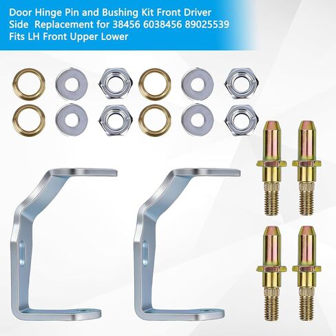 Door Hinge Pin and Bushing Kit Front Driver Side Compatible with 1999-2007 Chevrolet Silverado GMC Sierra Yukon Cadillac Direct Replacement for 38456 6038456 89025539 Fits LH Front Upper Lower in Saudi Arabia