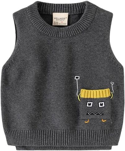 Toddler Baby Girl Boy Sweater Vest Crewneck Sleveeless Knit Pullover Knitted Uniform Vests Pure Color Top in Saudi Arabia