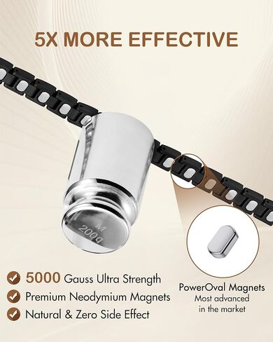 Feraco 2X Strength Magnetic Bracelets for Women Titanium Steel Magnetic Bracelet with Double Rows Ultra Strong Gauss Magnets, Jewelry Gifts (Black) in Kuwait