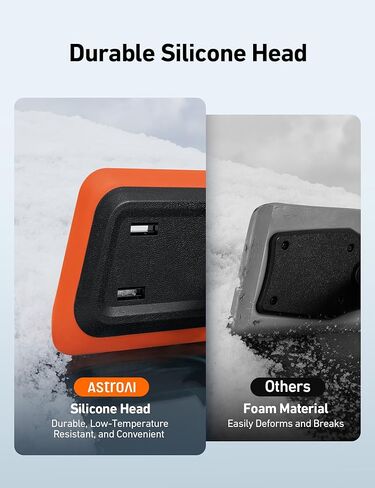 AstroAI 47.2 Inch 2-in-1 Snow Brush for Car Snow Broom and Detachable Ice Scraper with Non-Abrasive Silicone Head for Cars, Trucks, SUVs（Orange-Black） in Saudi Arabia