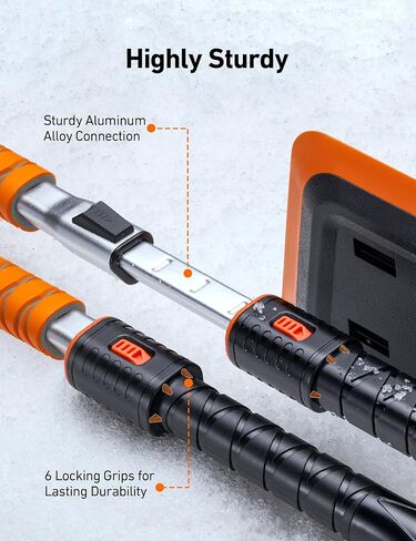 AstroAI 47.2 Inch 2-in-1 Snow Brush for Car Snow Broom and Detachable Ice Scraper with Non-Abrasive Silicone Head for Cars, Trucks, SUVs（Orange-Black） in Saudi Arabia
