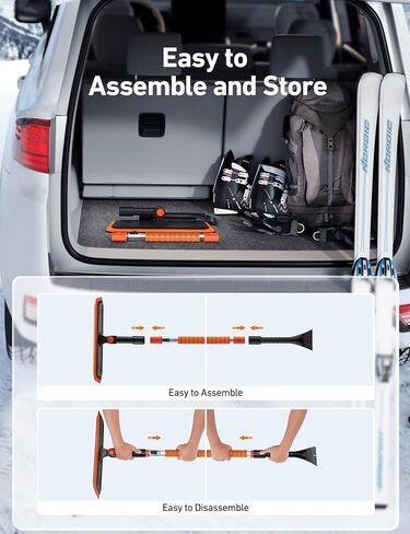 AstroAI 47.2 Inch 2-in-1 Snow Brush for Car Snow Broom and Detachable Ice Scraper with Non-Abrasive Silicone Head for Cars, Trucks, SUVs（Orange-Black） in Saudi Arabia