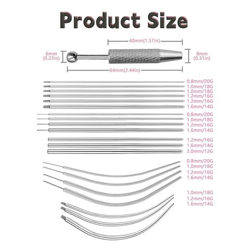 21 قطعة أداة ثقب الكرة المستدقة لتغيير المجوهرات، 12 جرام 14 جرام 16 جرام 18 جرام 20 جرام ثقب مستدق - طبي من الفولاذ المقاوم للصدأ 316L، أداة تغيير الثقب للأذن والأنف واللسان والشفة وحلمة السرة in Kuwait