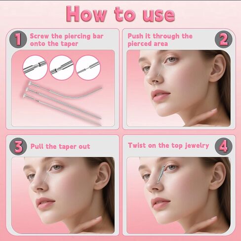 21 قطعة أداة ثقب الكرة المستدقة لتغيير المجوهرات، 12 جرام 14 جرام 16 جرام 18 جرام 20 جرام ثقب مستدق - طبي من الفولاذ المقاوم للصدأ 316L، أداة تغيير الثقب للأذن والأنف واللسان والشفة وحلمة السرة in Kuwait